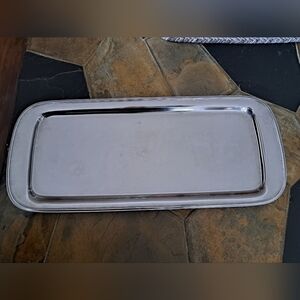 Vintage GABIS stainless steel serving tray oblong rustic mid weight shiny MCM